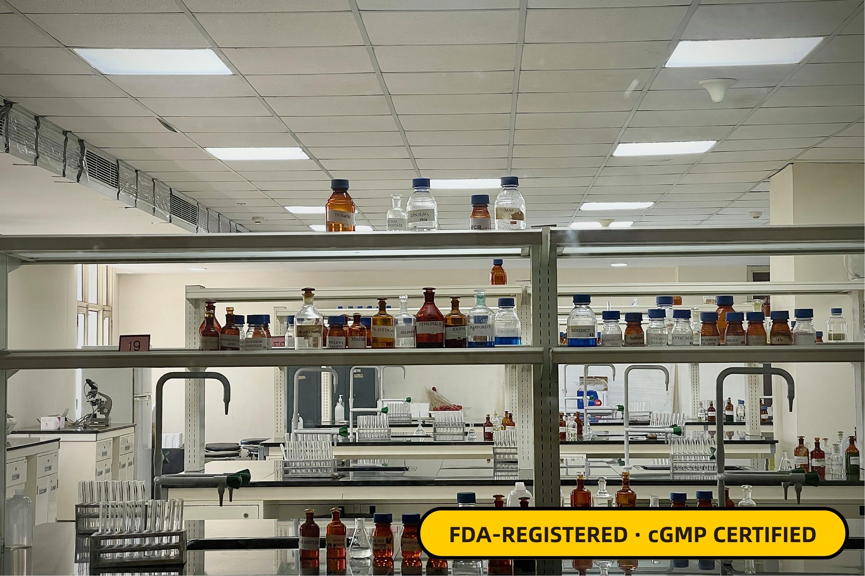 FDA-registered cGMP manufacturing facility with third-party testing lab